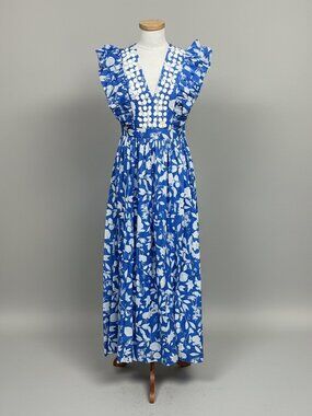 Sheridan French blue and white Stacey Azul dress, size M